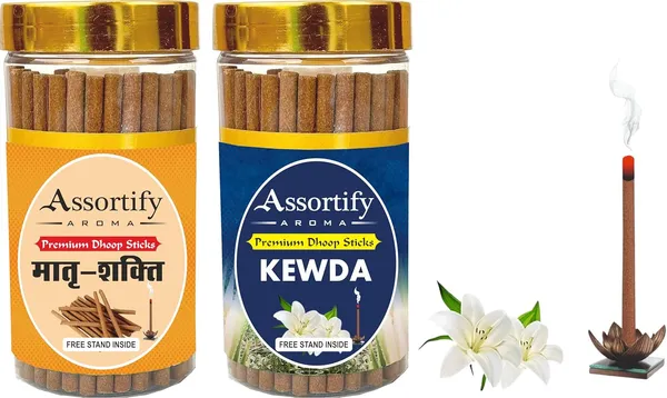 Assortifymatra_Shakti_+Kevda_Dhoop_Sticks_Boxbambolesspack_Of_Two_2X100Gm_Jar_Packagingless_Smoke