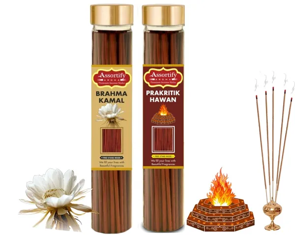 Combo_Of_Prakritik_Hawan_+_Brama_Kamal_Incense_Stick_Jarbambolesspack_Of_Two_2X100Gm_Jar_Packagingless_Smoke