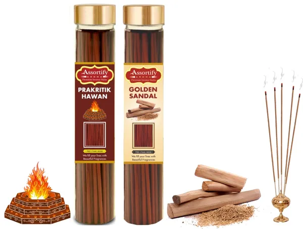 Prakritik_Hawan_+_Golden_Sandal_Incense_Stick_Jar_Pack_Of_Two_2X100Gm_Jar_Packagingless_Smoke