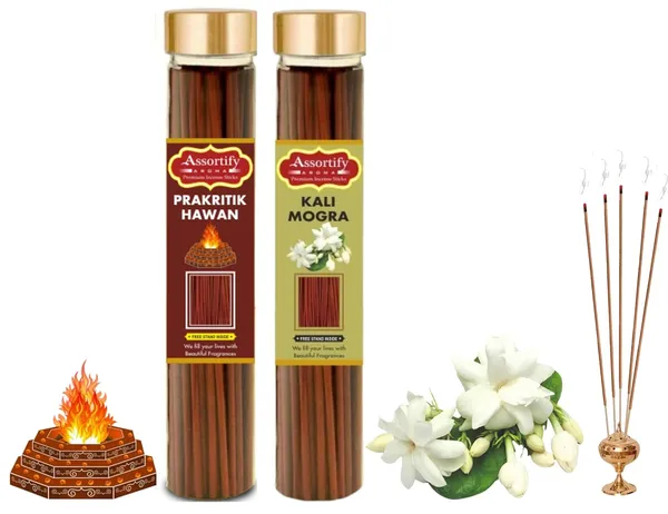 Prakritik_Hawan+_Kali_Mogra_Incense_Stick_Jar_Pack_Of_Two_2X100Gm_Jar_Packagingless_Smoke