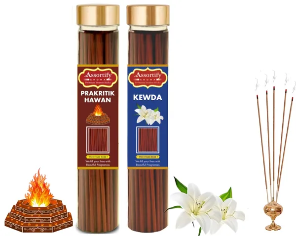 Prakritik_Hawan_+Kevda_Incense_Stick_Jar_Pack_Of_Two_2X100Gm_Jar_Packagingless_Smoke