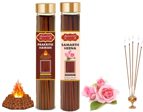 Prakritik_Hawan_+Samarth_Heena_Incense_Stick_Jar_Pack_Of_Two_2X100Gm_Jar_Packagingless_Smoke