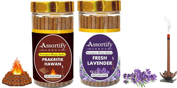 Prakritik_Hawan_+_Fresh_Lavender_Dhoop_Sticks_Boxbambolesspack_Of_Two_2X100Gm_Jar_Packagingless_Smoke