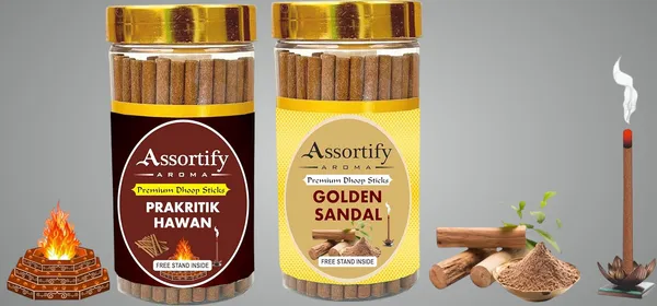 Prakritik_Hawan_+_Golden_Sandal_Dhoop_Sticks_Boxbambolesspack_Of_Two_2X100Gm_Jar_Packagingless_Smoke