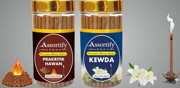 Prakritik_Hawan_+Kevda_Dhoop_Sticks_Boxbambolesspack_Of_Two_2X100Gm_Jar_Packagingless_Smoke