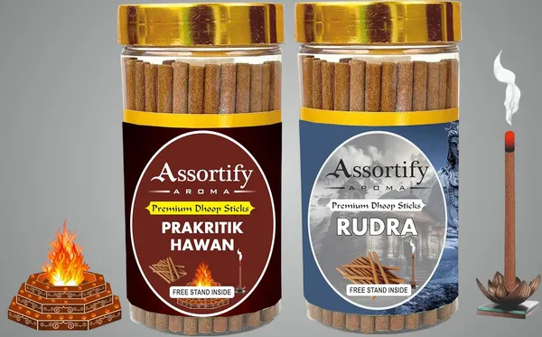 Prakritik_Hawan_+Rudra_Dhoop_Sticks_Boxbambolesspack_Of_Two_2X100Gm_Jar_Packagingless_Smoke