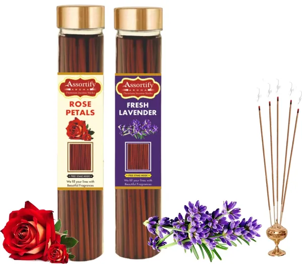 Rose_Petals_+_Fresh_Lavender_Incense_Stick_Jar_Pack_Of_Two_2X100Gm_Jar_Packagingless_Smoke