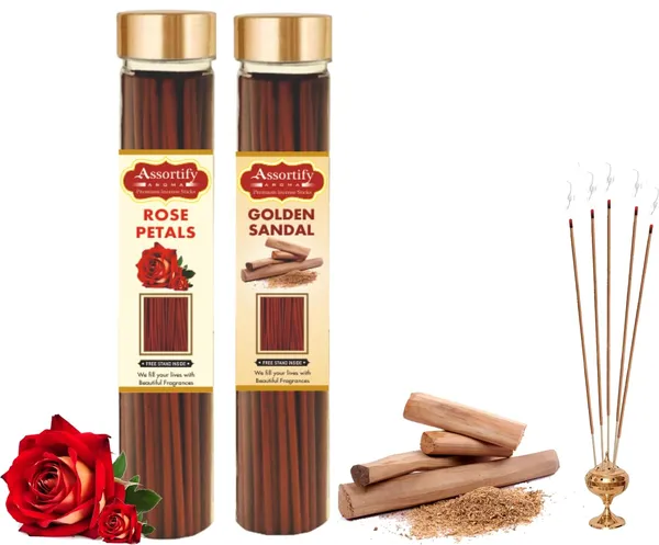 Rose_Petals_+_Golden_Sandal_Incense_Stick_Jar_Pack_Of_Two_2X100Gm_Jar_Packagingless_Smoke