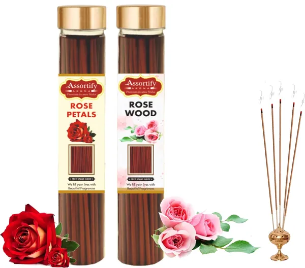 Rose_Petals_+Rose_Wood_Incense_Stic_Pack_Of_Two_2X100Gm_Jar_Packagingless_Smoke