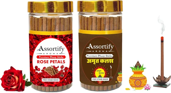 Rose_Petals_+_Amrat_Kalash_Dhoop_Sticks_Boxbambolesspack_Of_Two_2X100Gm_Jar_Packagingless_Smoke