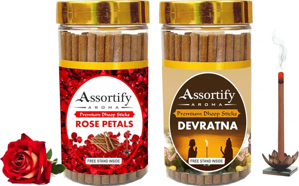 Combo_Of_Rose_Petals_+_Devratna_Dhoop_Sticks_Boxbambolesspack_Of_Two_2X100Gm_Jar_Packagingless_Smoke