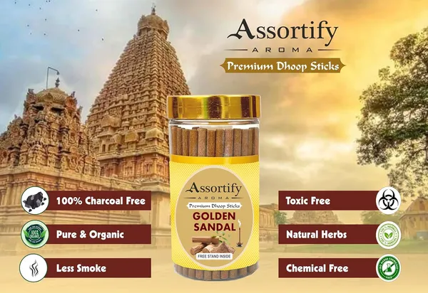 Rose_Petals_+_Golden_Sandal_Dhoop_Sticks_Boxbambolesspack_Of_Two_2X100Gm_Jar_Packagingless_Smoke