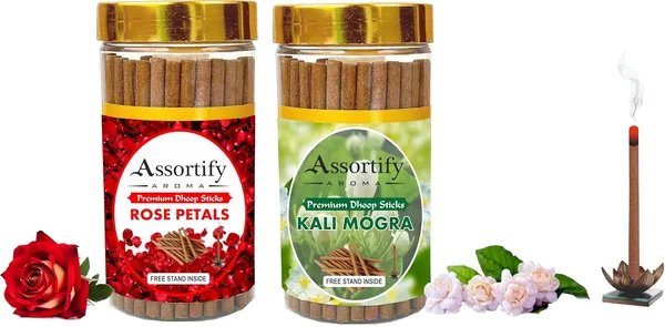 Rose_Petals_+_Kali_Mogra_Dhoop_Sticks_Boxbambolesspack_Of_Two_2X100Gm_Jar_Packagingless_Smoke