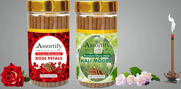 Rose_Petals_+_Kali_Mogra_Dhoop_Sticks_Boxbambolesspack_Of_Two_2X100Gm_Jar_Packagingless_Smoke