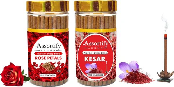 Combo_Of_Rose_Petals_+_Kesar_Dhoop_Sticks_Boxbambolesspack_Of_Two_2X100Gm_Jar_Packagingless_Smoke