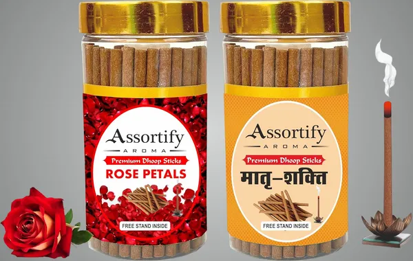 Combo_Of_Rose_Petals_+_Maatra_Shakti_Dhoop_Sticks_Boxbambolesspack_Of_Two_2X100Gm_Jar_Packagingless_Smoke