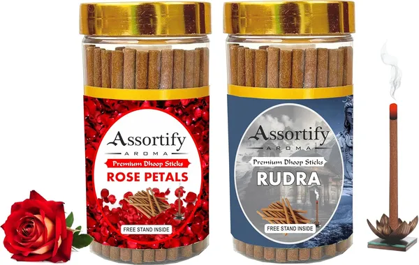 Rose_Petals_+Rudra_Dhoop_Sticks_Boxbambolesspack_Of_Two_2X100Gm_Jar_Packagingless_Smoke