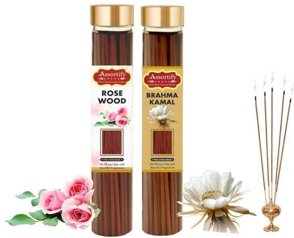 Rose_Wood+_Brama_Kamal_Incense_Stick_Jar_Pack_Of_Two_2X100Gm_Jar_Packagingless_Smoke