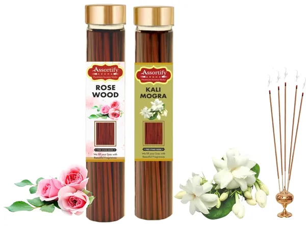 Rose_Wood_+_Kali_Mogra_Incense_Stick_Jar_Pack_Of_Two_2X100Gm_Jar_Packagingless_Smoke