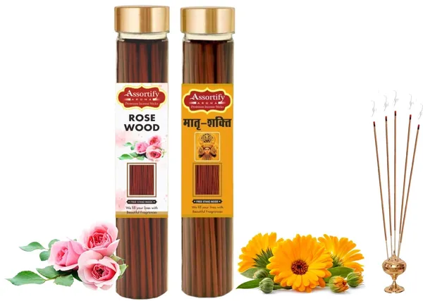 Rose_Wood_+_Maatra_Shakti_Incense_Stick_Jar_Pack_Of_Two_2X100Gm_Jar_Packagingless_Smoke