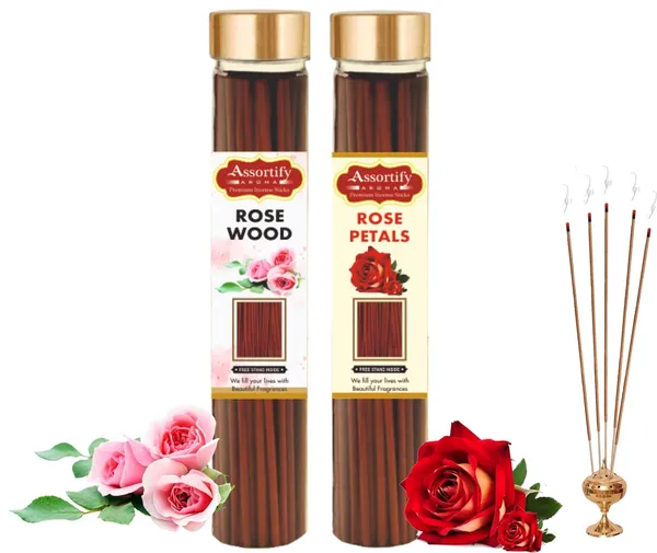 Rose_Wood_+_Rose_Petals_Incense_Stick_Jar_Pack_Of_Two_2X100Gm_Jar_Packagingless_Smoke