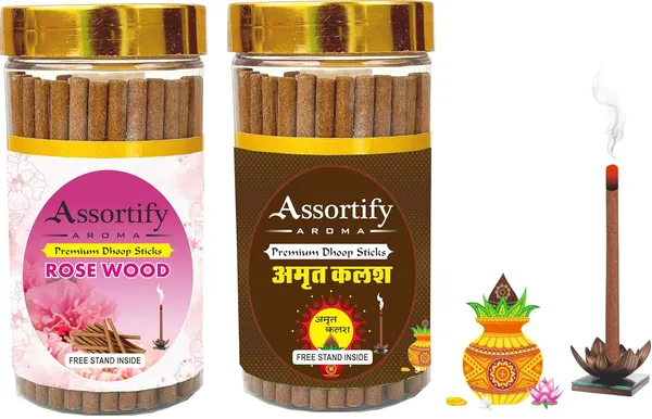 Rose_Wood_+_Amrat_Kalash_Dhoop_Sticks_Boxbambolesspack_Of_Two_2X100Gm_Jar_Packagingless_Smoke