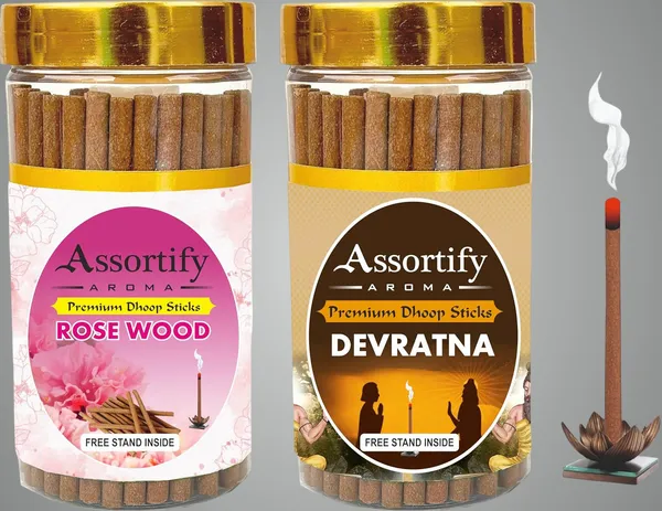 Rose_Wood_+_Devratna_Dhoop_Sticks_Boxbambolesspack_Of_Two_2X100Gm_Jar_Packagingless_Smoke