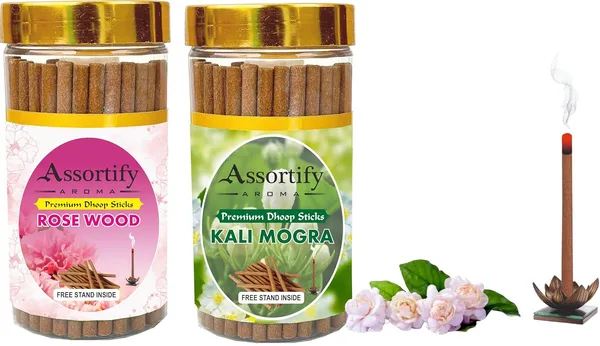 Rose_Wood_+_Kali_Mogra_Dhoop_Sticks_Boxbambolesspack_Of_Two_2X100Gm_Jar_Packagingless_Smoke