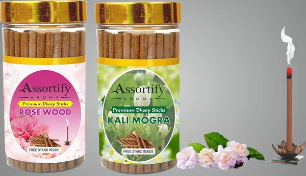 Rose_Wood_+_Kali_Mogra_Dhoop_Sticks_Boxbambolesspack_Of_Two_2X100Gm_Jar_Packagingless_Smoke