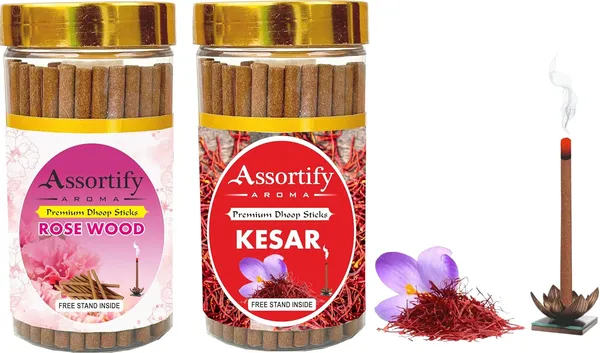 Rose_Wood_+_Kesar_Dhoop_Sticks_Boxbambolesspack_Of_Two_2X100Gm_Jar_Packagingless_Smoke