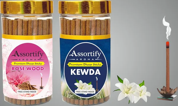Rose_Wood_+Kevda_Dhoop_Sticks_Boxbambolesspack_Of_Two_2X100Gm_Jar_Packagingless_Smoke