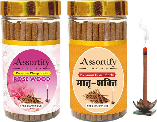 Rose_Wood_+_Maatra_Shakti_Dhoop_Sticks_Boxbambolesspack_Of_Two_2X100Gm_Jar_Packagingless_Smoke