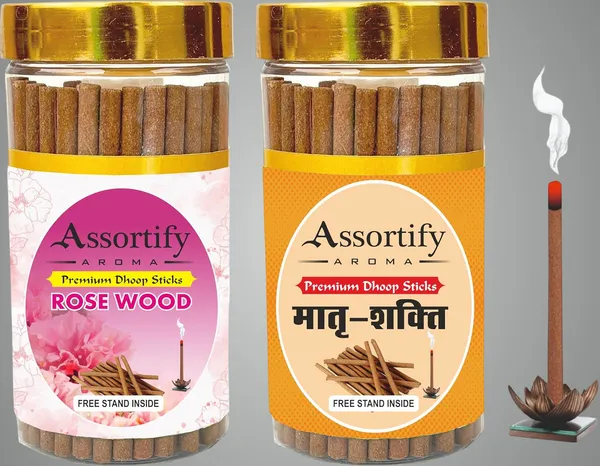 Rose_Wood_+_Maatra_Shakti_Dhoop_Sticks_Boxbambolesspack_Of_Two_2X100Gm_Jar_Packagingless_Smoke