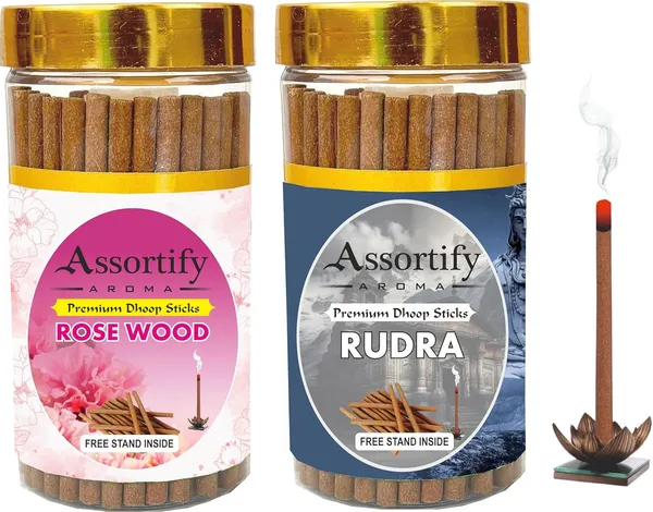Rose_Wood_+Rudra_Dhoop_Sticks_Boxbambolesspack_Of_Two_2X100Gm_Jar_Packagingless_Smoke