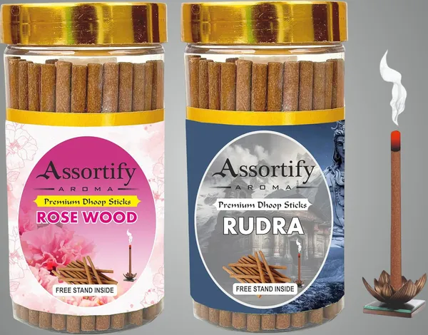 Rose_Wood_+Rudra_Dhoop_Sticks_Boxbambolesspack_Of_Two_2X100Gm_Jar_Packagingless_Smoke