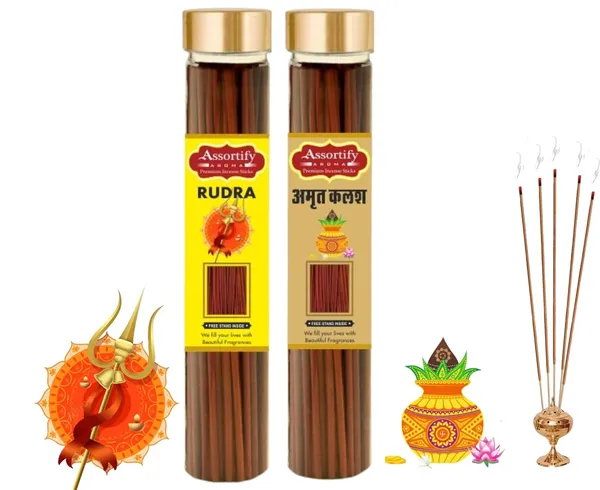 Rudra_+_Amrat_Kalash_Incense_Stick_Jar_Pack_Of_Two_2X100Gm_Jar_Packagingless_Smoke