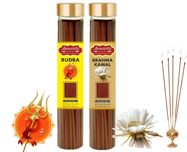 Rudra_+_Brama_Kamal_Incense_Stick_Jar_Pack_Of_Two_2X100Gm_Jar_Packagingless_Smoke