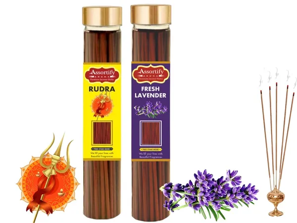 Rudra_+_Fresh_Lavender_Incense_Stick_Jar_Pack_Of_Two_2X100Gm_Jar_Packagingless_Smoke