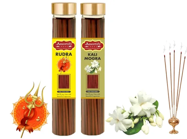 Rudra_+_Kali_Mogra_Incense_Stick_Jar_Pack_Of_Two_2X100Gm_Jar_Packagingless_Smoke