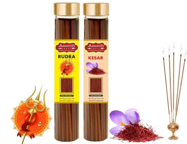 Rudra_+_Kesar_Incense_Stick_Jar_Pack_Of_Two_2X100Gm_Jar_Packagingless_Smoke