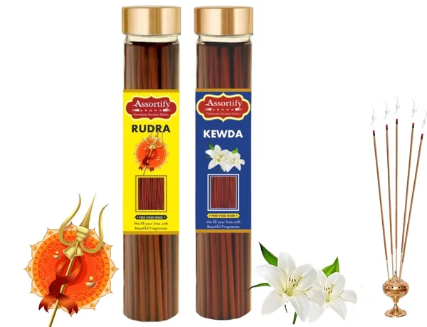 Rudra_+Kevda_Incense_Stick_Jar_Pack_Of_Two_2X100Gm_Jar_Packagingless_Smoke