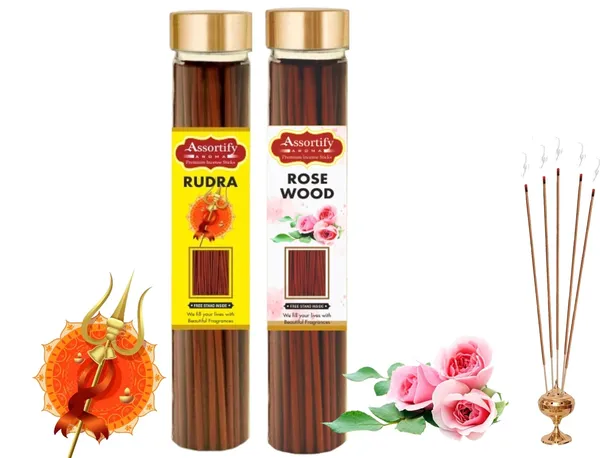 Rudra_+Rose_Wood_Incense_Stick_Jar_Pack_Of_Two_2X100Gm_Jar_Packagingless_Smoke