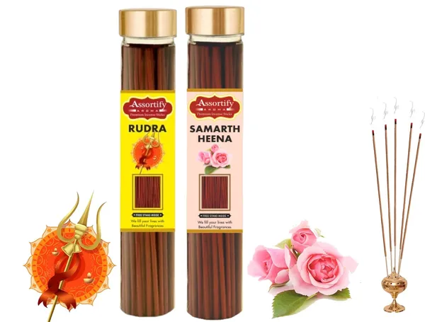 Rudra_+Samarth_Heena_Incense_Stick_Jar_Pack_Of_Two_2X100Gm_Jar_Packagingless_Smoke