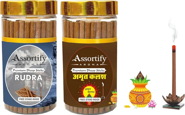 Rudra_+_Amrat_Kalash_Hawan_Dhoop_Sticks_Boxbambolesspack_Of_Two_2X100Gm_Jar_Packagingless_Smoke