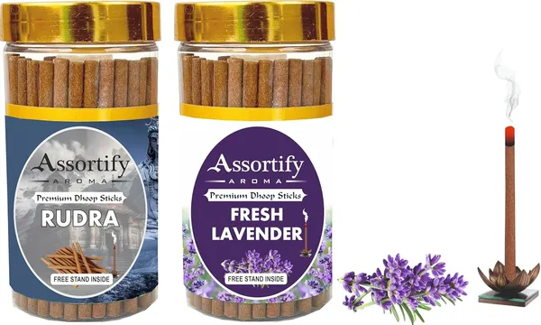 Rudra_+_Fresh_Lavender_Dhoop_Sticks_Boxbambolesspack_Of_Two_2X100Gm_Jar_Packagingless_Smoke