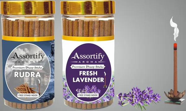Rudra_+_Fresh_Lavender_Dhoop_Sticks_Boxbambolesspack_Of_Two_2X100Gm_Jar_Packagingless_Smoke
