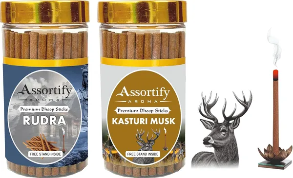 Combo_Of_Rudra_+Kasturi_Musk_Hawan_Dhoop_Sticks_Boxbambolesspack_Of_Two_2X100Gm_Jar_Packagingless_Smoke