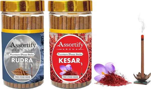 Combo_Of_Rudra_+_Kesar_Dhoop_Sticks_Boxbambolesspack_Of_Two_2X100Gm_Jar_Packagingless_Smoke