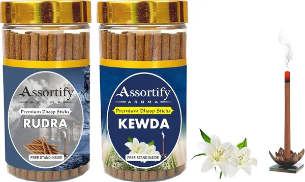 Rudra_+Kevda_Dhoop_Sticks_Boxbambolesspack_Of_Two_2X100Gm_Jar_Packagingless_Smoke