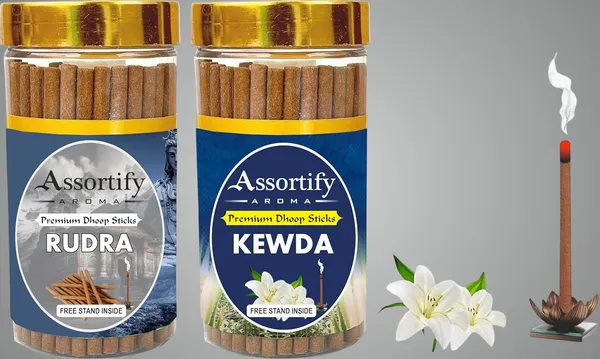 Rudra_+Kevda_Dhoop_Sticks_Boxbambolesspack_Of_Two_2X100Gm_Jar_Packagingless_Smoke